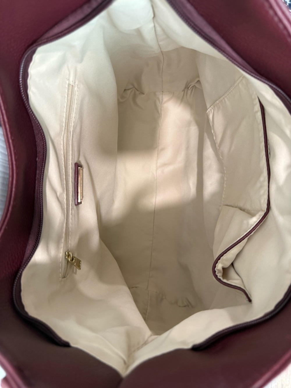 Glitz Girlz Boutique Burgundy Soft Pebbled Vegan Leather Shoulder Bag NWT - Picture 10 of 14
